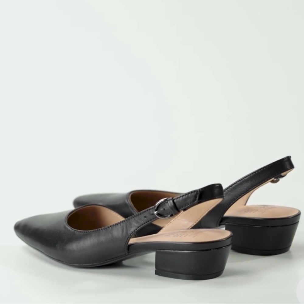 Naturalizer Black Leather Slingback Heels - Picture 2 of 9